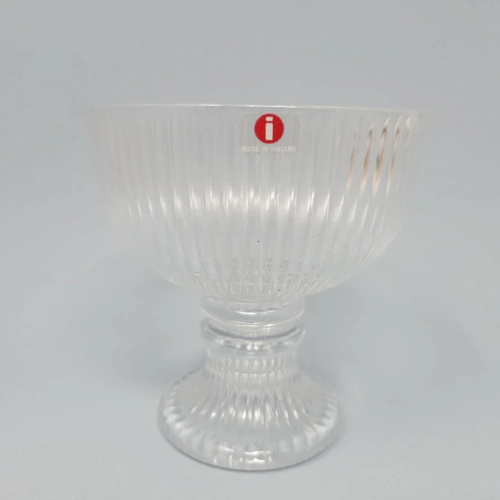 Iittala Clear Glass Pedestal‎ Viktor Dessert Bowl Made In Finland 4.5